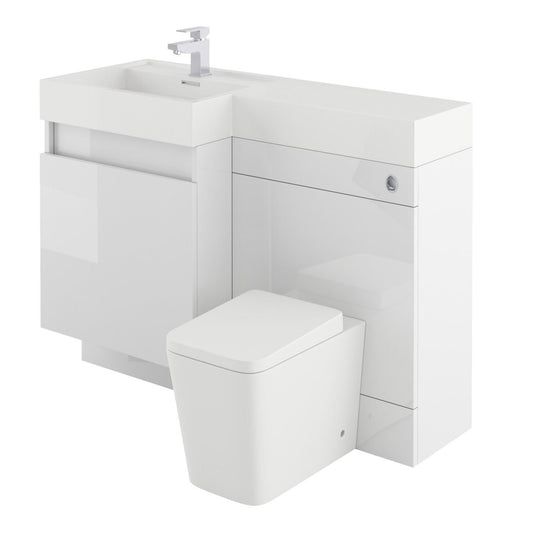 Summers Gloss White Left Hand Combination Vanity Basin and WC Unit 1200mm