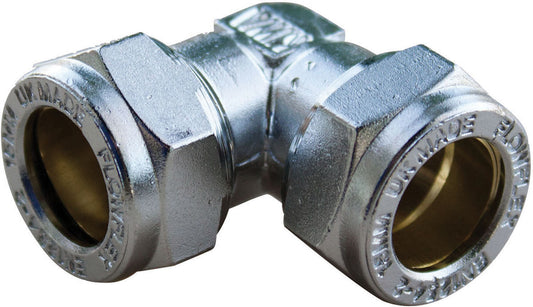 Chrome Compression Equal Elbow 15mm