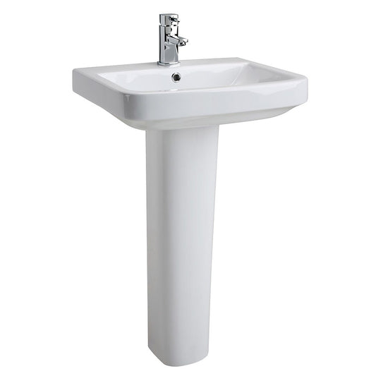Elegant Haven Iona 550mm 1 Tap Hole Basin And Pedestal 35421-