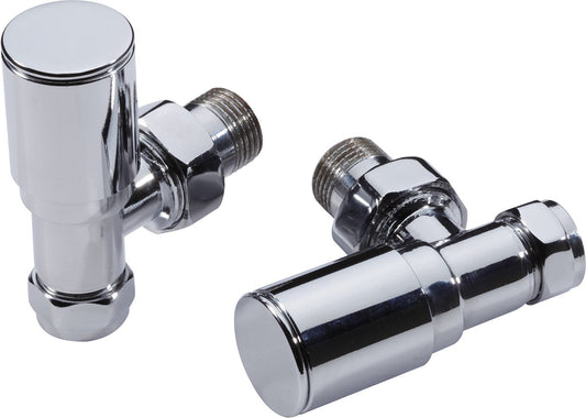 Chrome Angled Towel Rail Radiator Valves Pack of 2