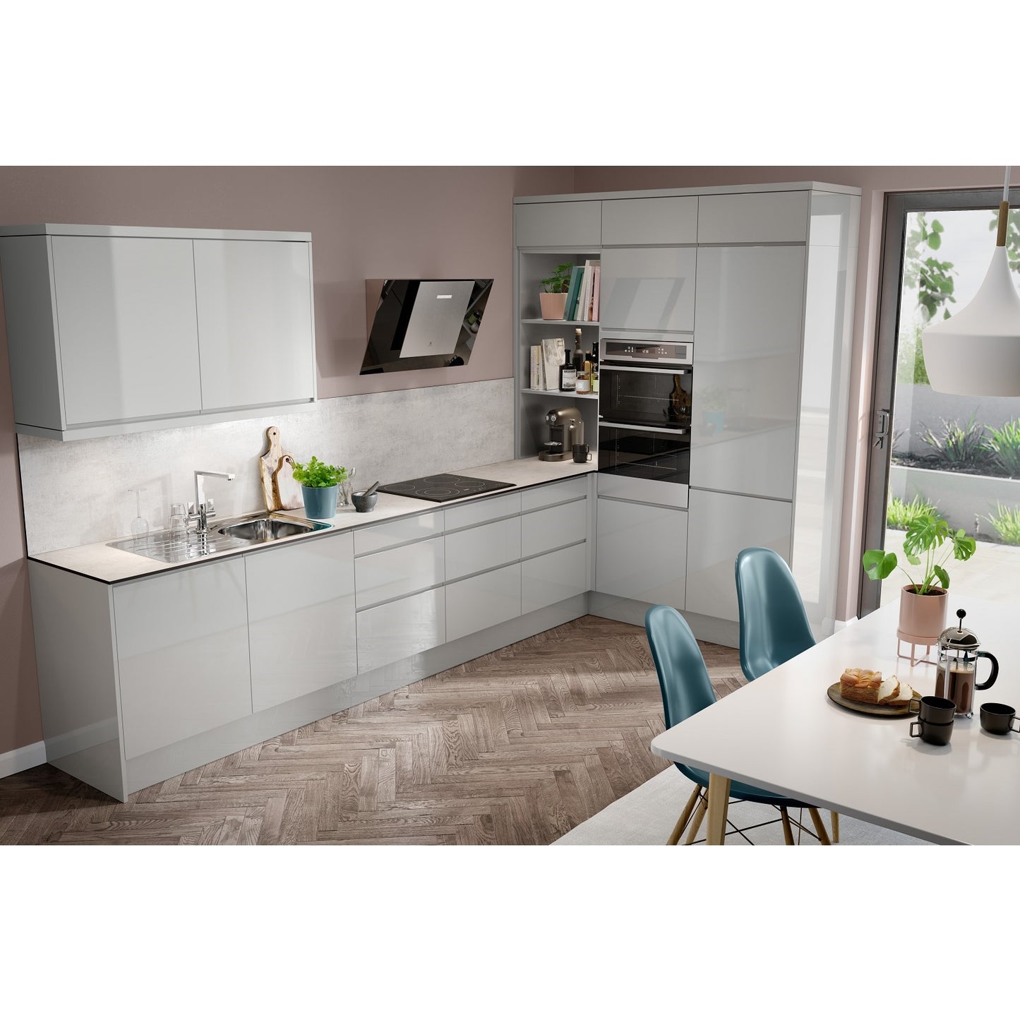 Capri Grey 600mm Straight Corner Wall Unit