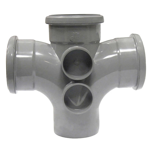FloPlast Grey 110mm Soil 92.5° Triple Socket Branch
