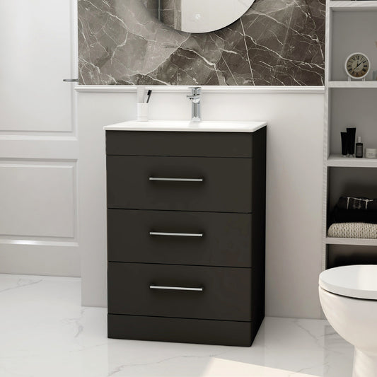 Croma Floor standing three drawer 600mm cabinet in black