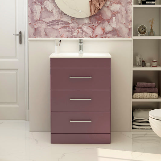 Croma Floor standing three drawer 600mm cabinet in plum