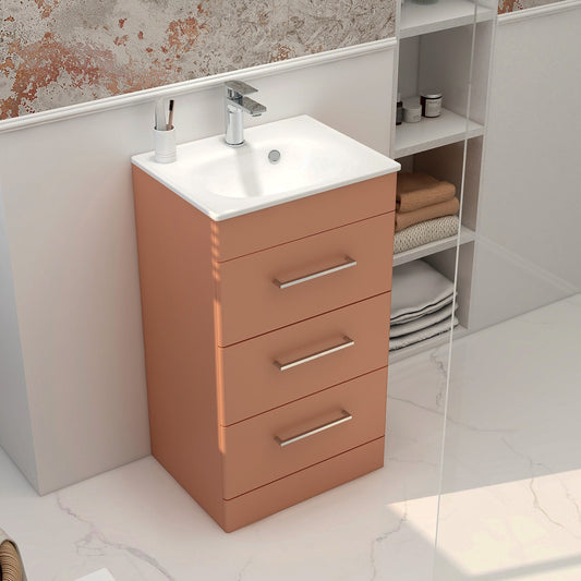 Croma Floor standing three drawer 500mm cabinet in terracotta