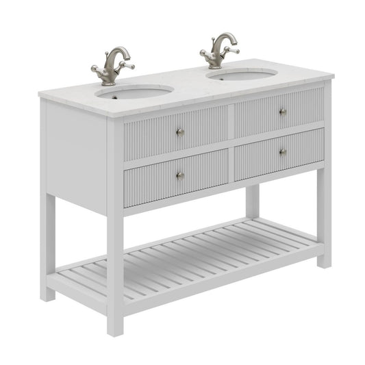 Addison Ribbed White Floor Standing Vanity Unit 1200mm