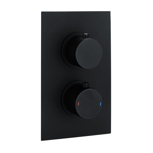 Zena Matt Black Dual Outlet Round Concealed Valve