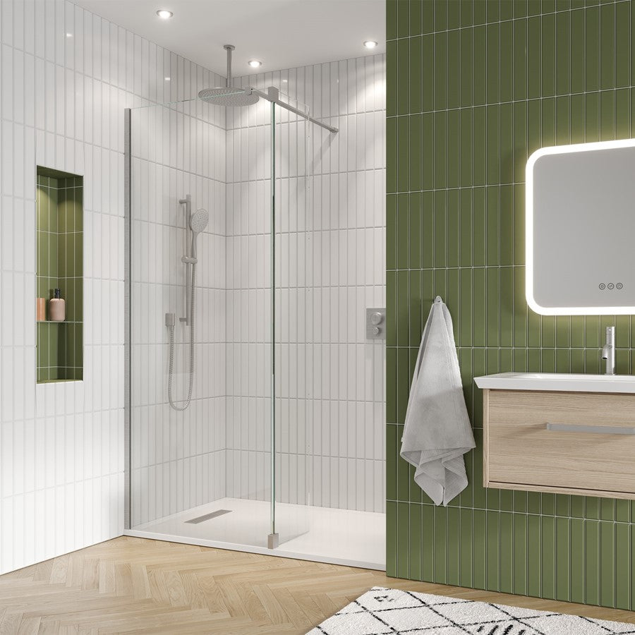 Gallery 10 Recess with Fixed Deflector - Fixed 300mm Deflector Glass, Brushed Brass