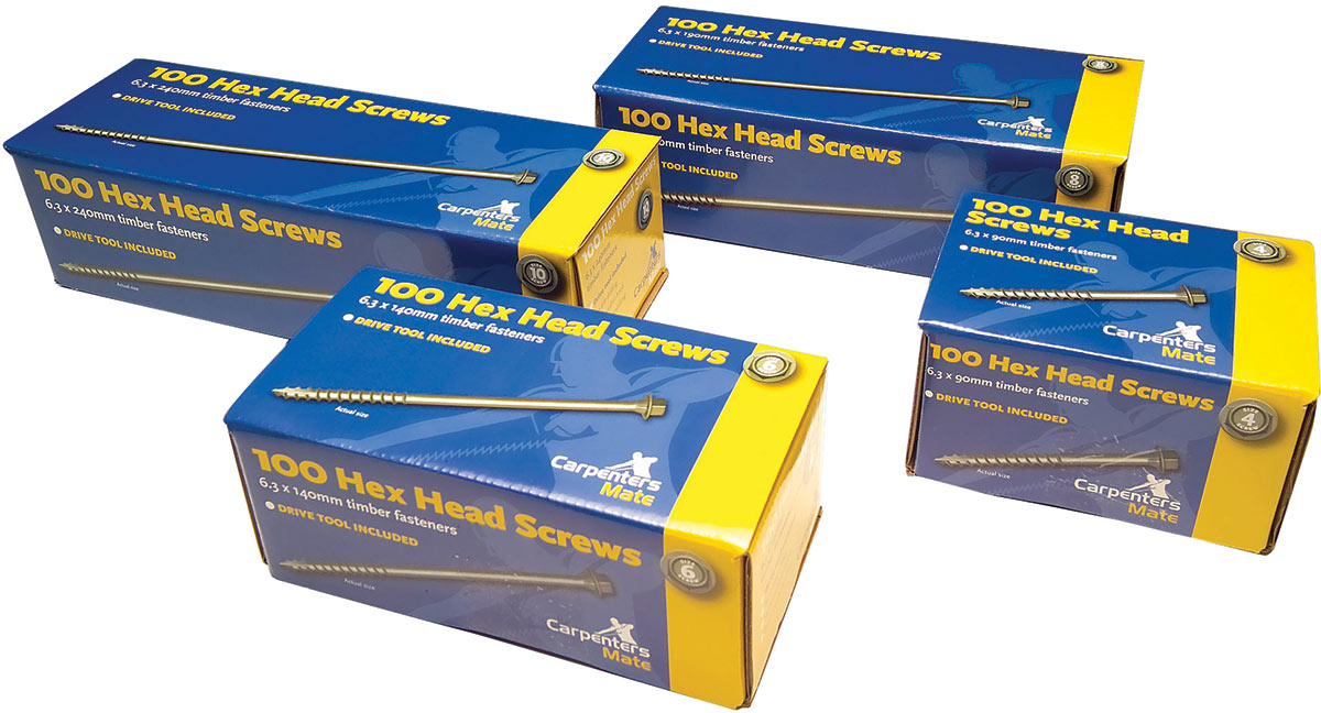 Carpenters Mate Heavy Duty Hex Head Screws 90mm Pack of 100