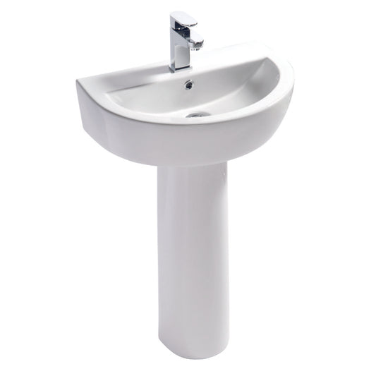 Elegant Haven Jura 565mm 1 Tap Hole Basin And Pedestal 43421-