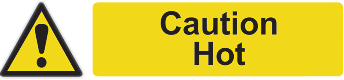 Caution Hot Sign 200 x 50mm Self Adhesive