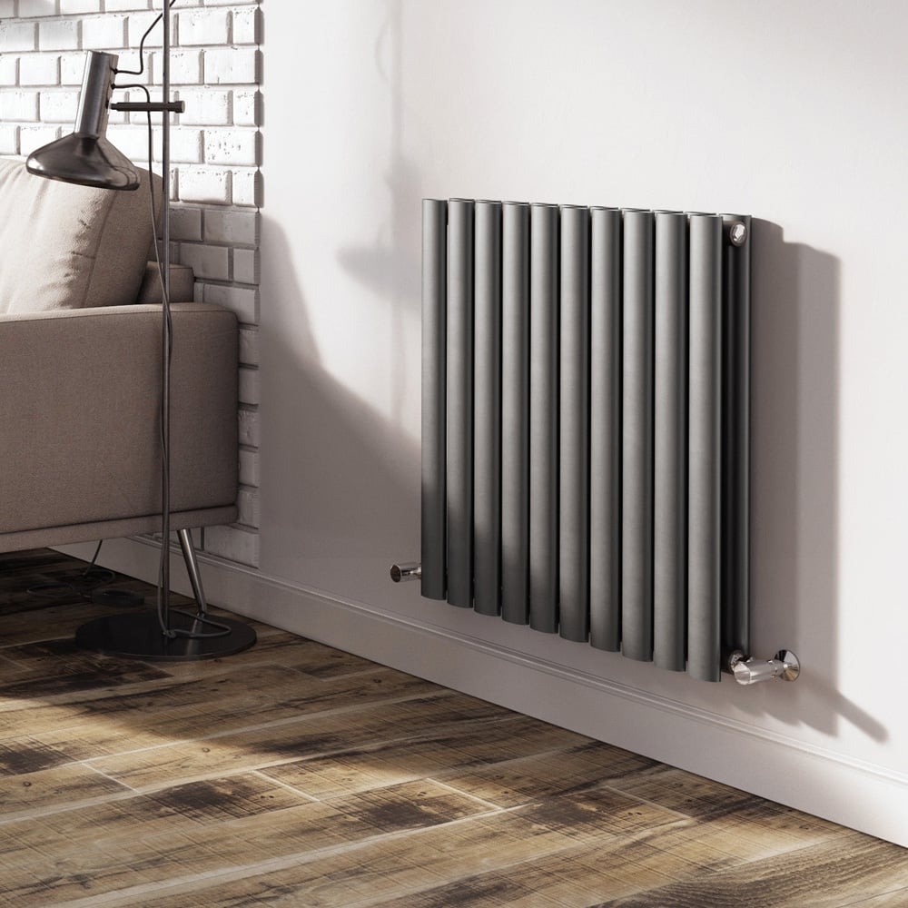 Islington Grey Double Horizontal Radiator 600x590mm