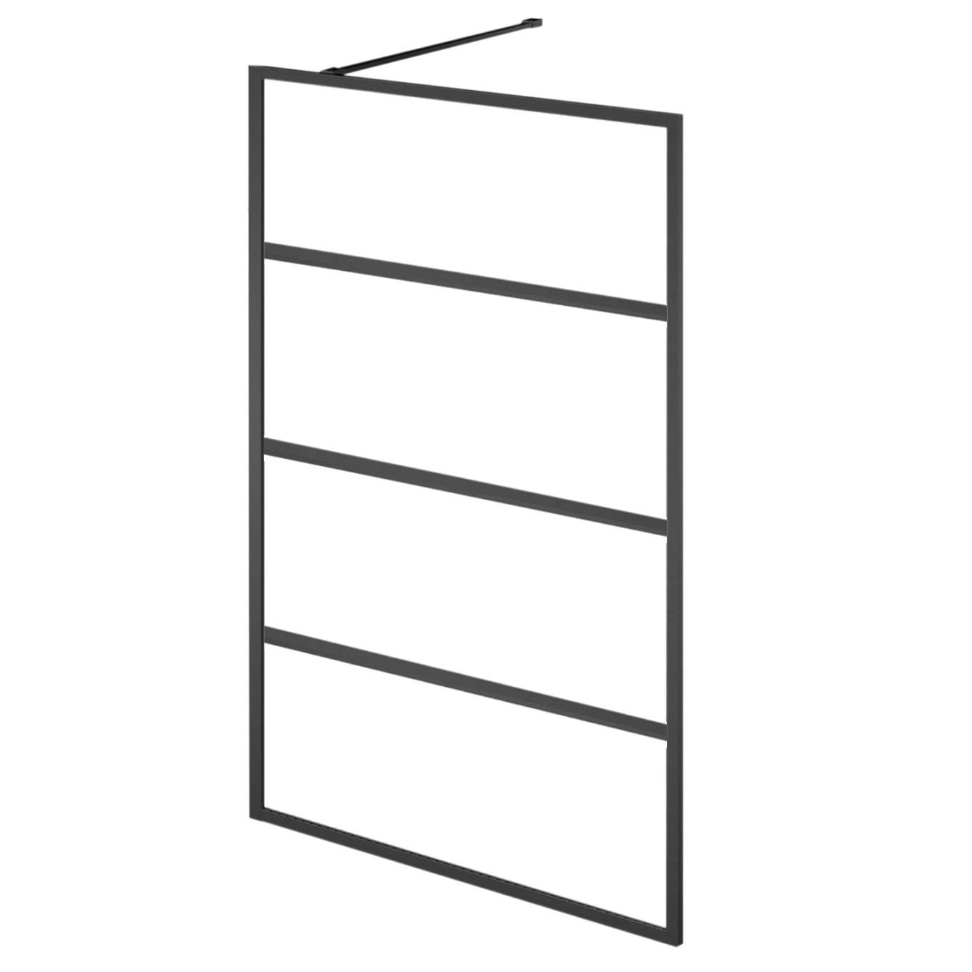 Amien Matt Black Horizontal Framed Bath Screen 1500x800mm