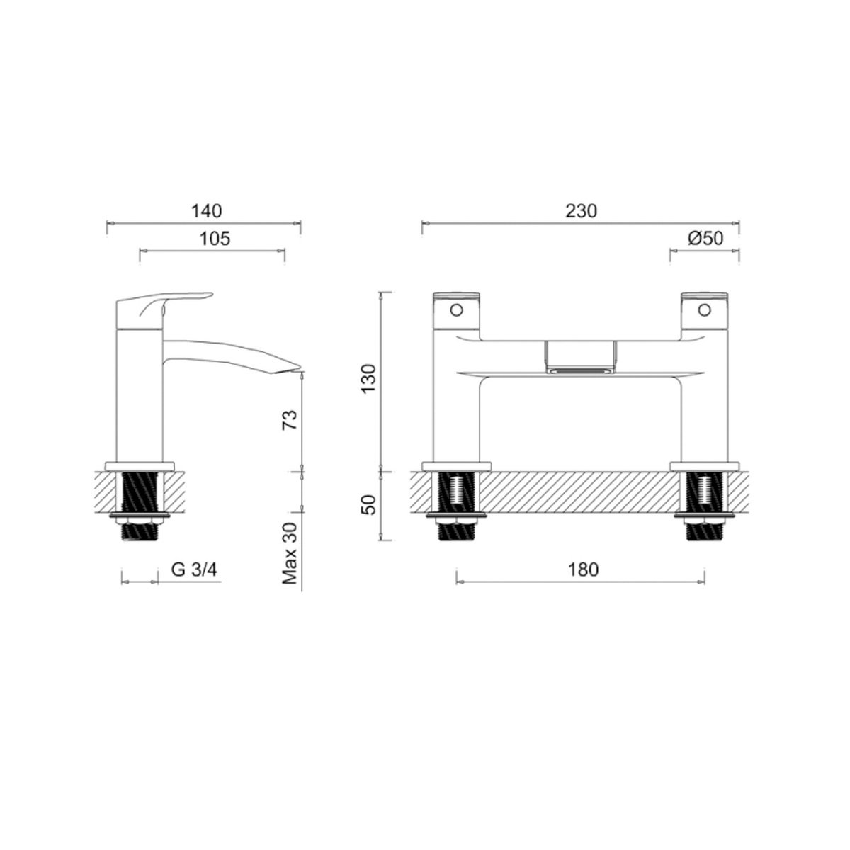 Crosswater Flow Dual Bath Filler Tap Chrome