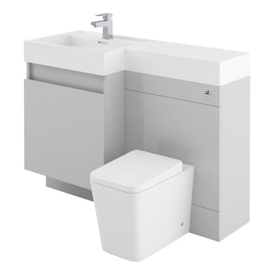 Summers Gloss Light Grey Left Hand Combination Vanity Basin and WC Unit 1200mm