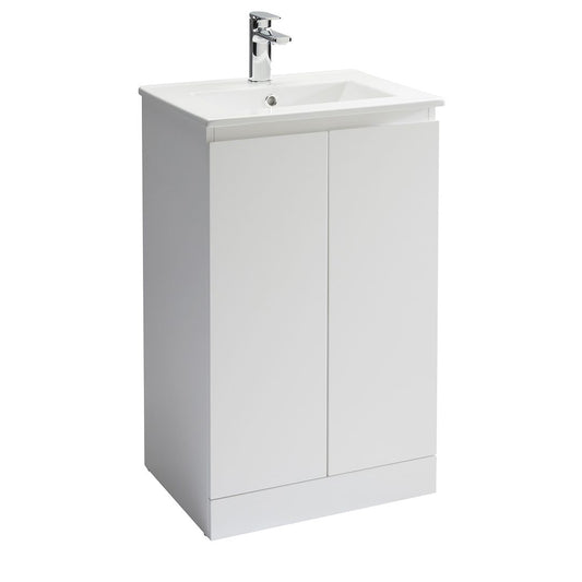 Elegant Haven Rothes Slim 500 White Gloss 2 Door Floor Standing Unit And Basin 50101sl-50