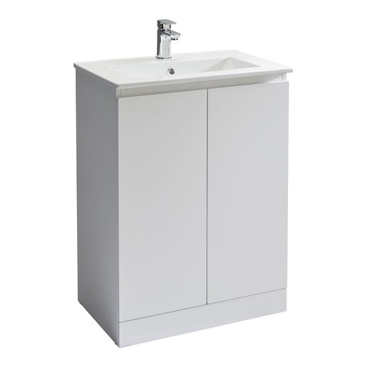 Elegant Haven Rothes Slim 600 White Gloss 2 Door Floor Standing Unit And Basin 50201sl-50