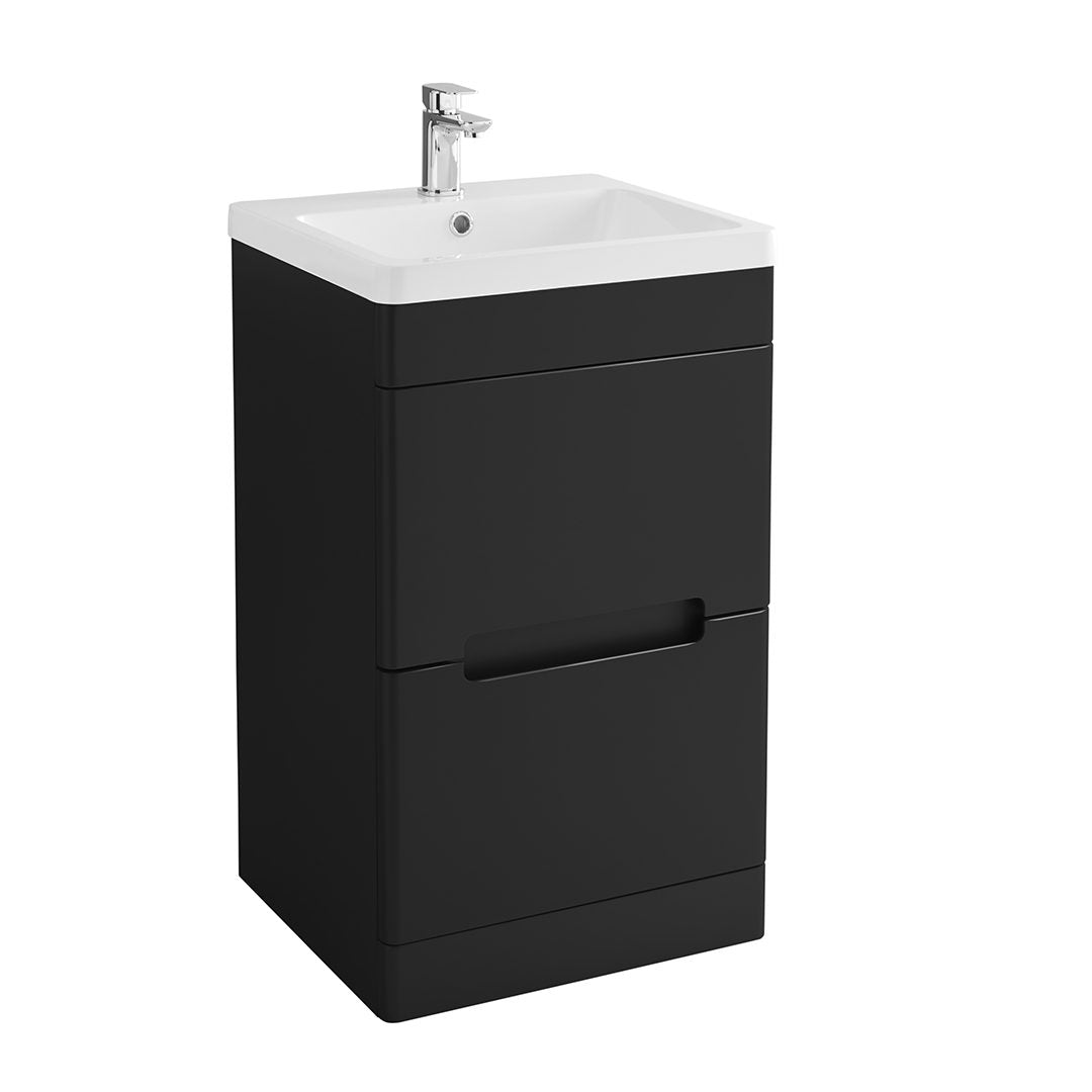 Elegant Haven Selkirk 500 Matt Black Floor Standing 2 Drawer Unit And Basin 53302-53000/5