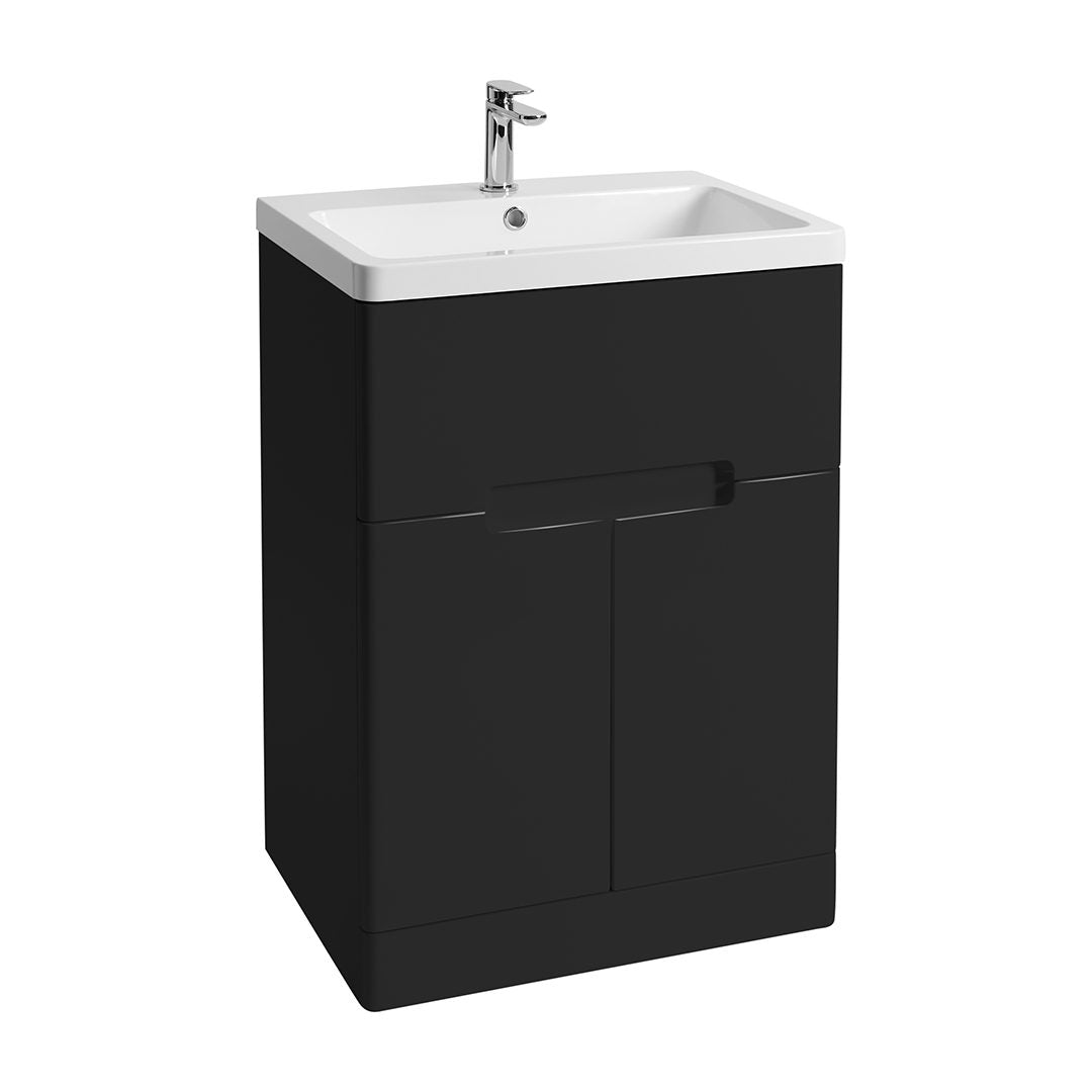 Elegant Haven Selkirk 600 Matt Black Floor Standing 1 Drawer 2 Door Unit And Basin 53802-53100/5