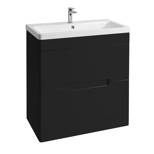 Elegant Haven Selkirk 800 Matt Black Floor Standing 2 Drawer Unit And Basin 54102-