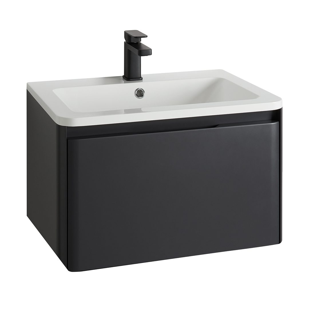 Elegant Haven Fife 600 Matt Slate Wall Mounted 1 Drawer Unit And Basin 55307-