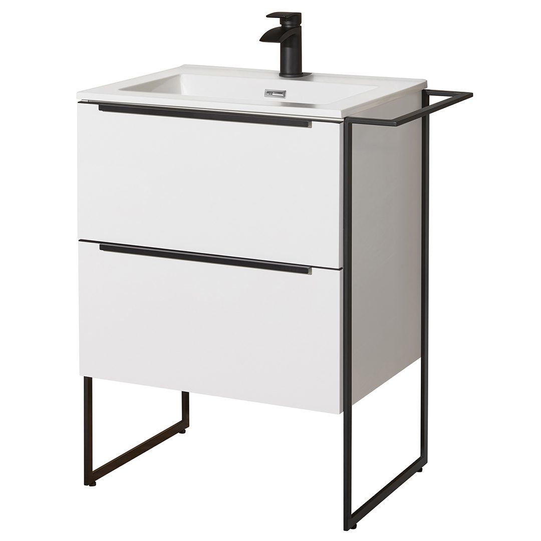 Elegant Haven Ulva 600 Gloss White 2 Drawer Floor Standing Unit And Frame 56201-