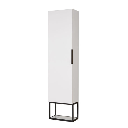 Elegant Haven Ulva 1440 White Gloss 1 Door Tallboy Unit With Black Frame Bottom Storage