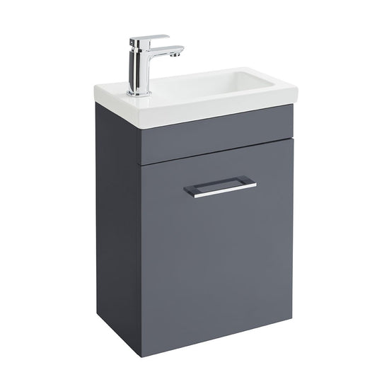Elegant Haven Lomond 400 Wall Mounted Gloss Anthracite Slim Unit And Armastone Basin 57014-