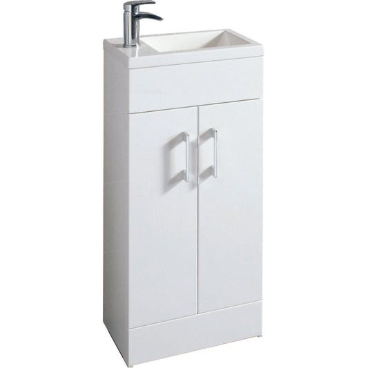 Elegant Haven Lomond 400 Floor Standing Gloss White Slim Unit And Armastone Basin 57101-