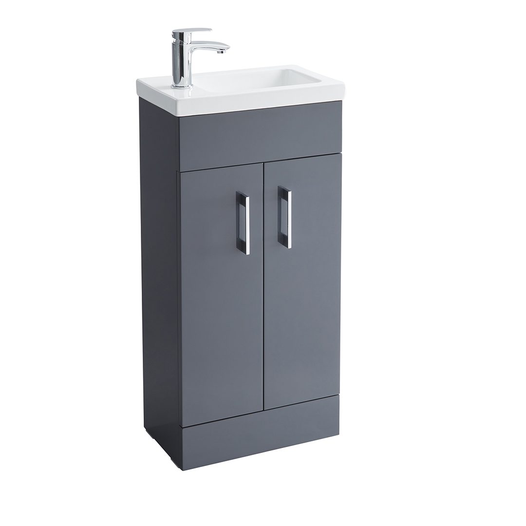 Elegant Haven Lomond 400 Floor Standing Gloss Anthracite Slim Unit And Armastone Basin 57104-