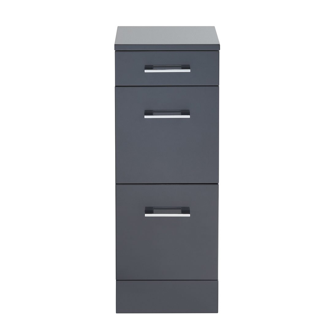 Elegant Haven Lomond 300 Gloss Anthracite Slim Floor Standing 3 Drawer Unit