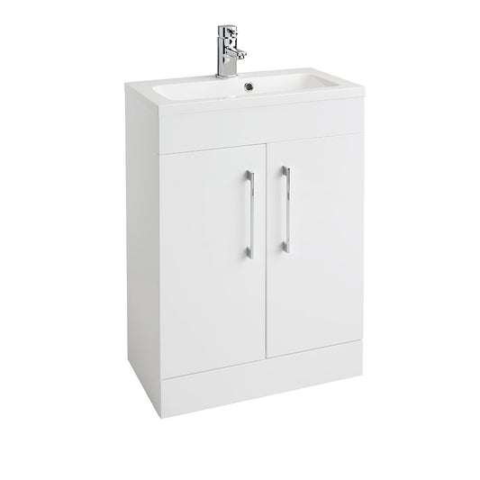 Elegant Haven Lomond 600 Floor Standing Gloss White Slim Unit And Armastone Basin 58501-5