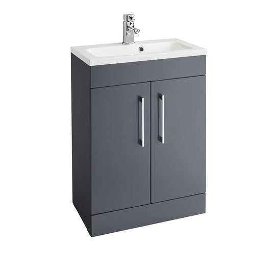 Elegant Haven Lomond 600 Floor Standing Gloss Anthracite Slim Unit And Armastone Basin 58504-5