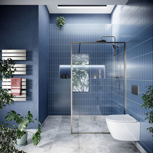 Amien Brushed Nickel Framed Clear Glass Shower Screen 1180mm