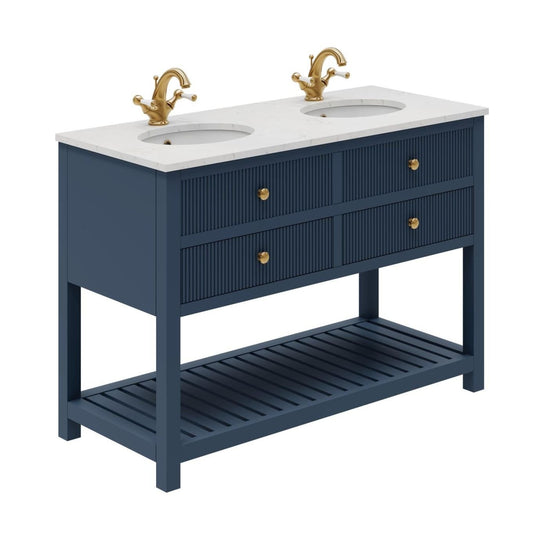 Addison Ribbed Blue Floor Standing Vanity Unit 1200mm
