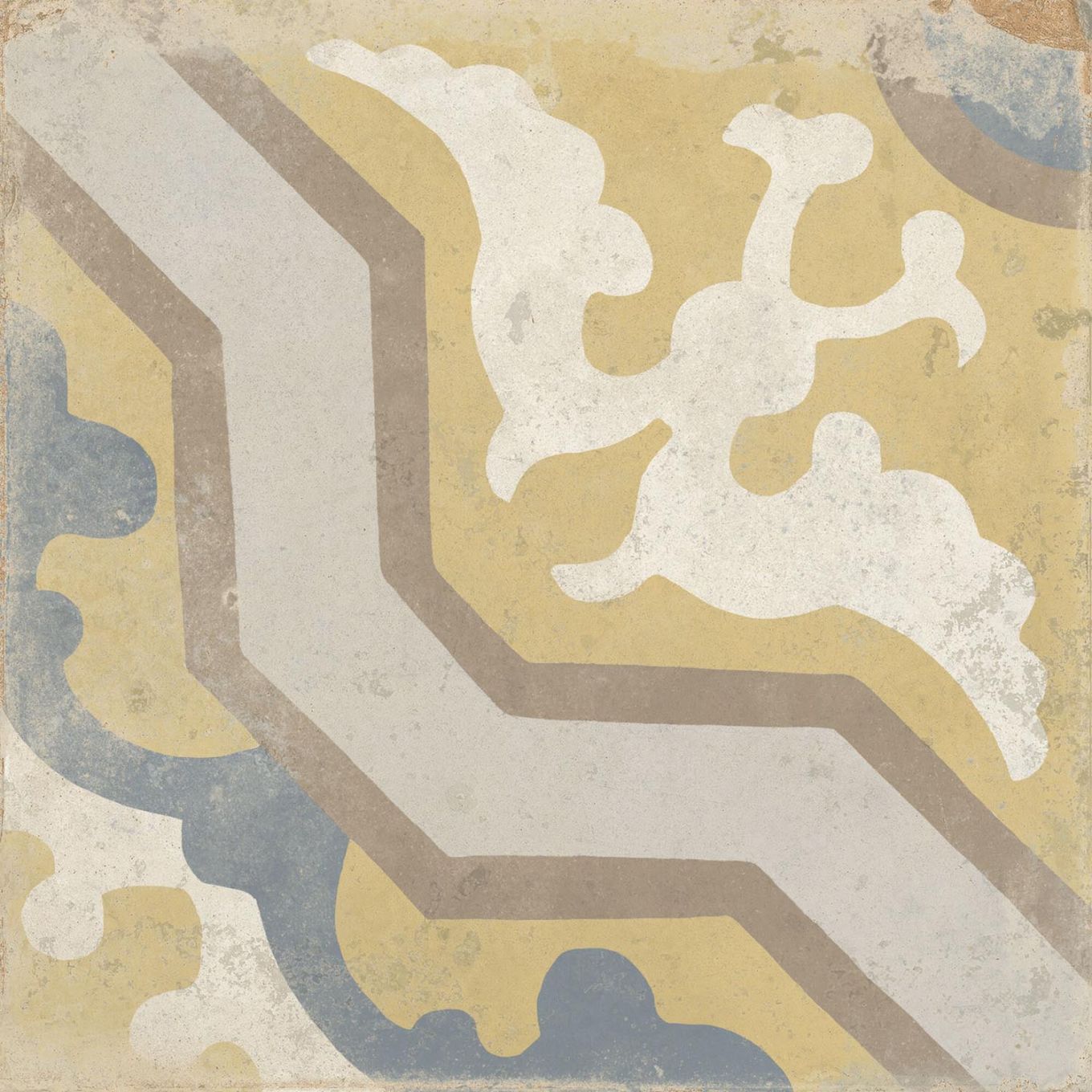 Rome Mustard Matt Porcelain Patterned Tile 223x223mm