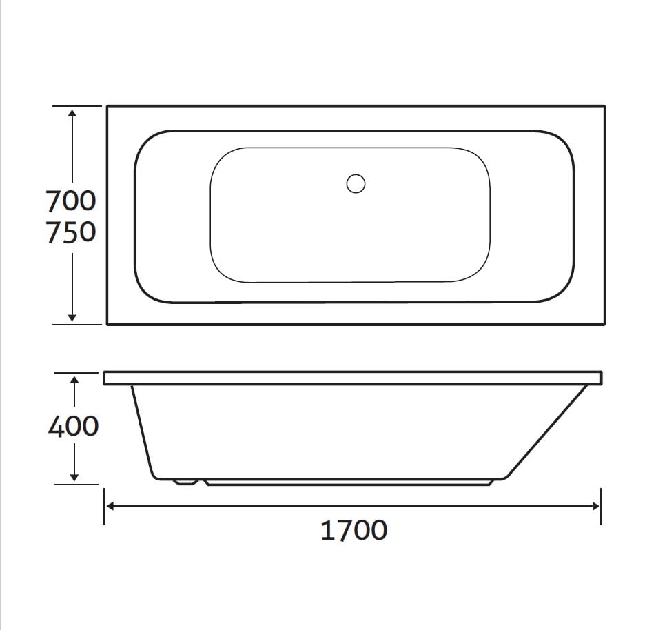 Metro Acrylic White Double Ended Bath 1700x700mm