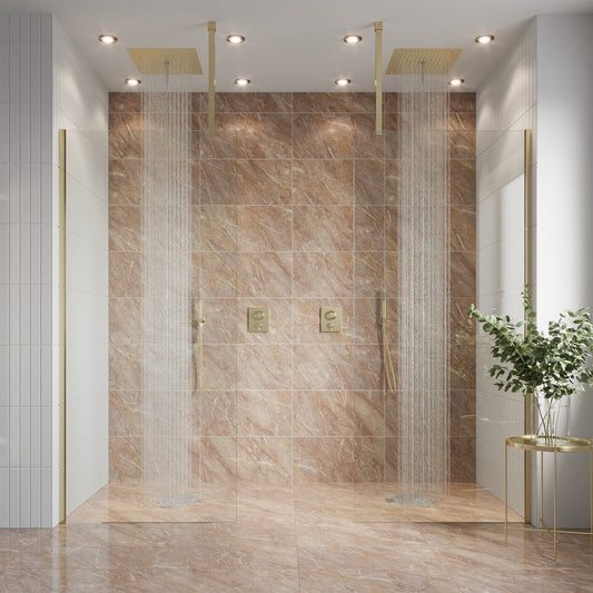 Gallery 10 Recess with Double Panel Ceiling Bracing Bar - Brushed Brass x2