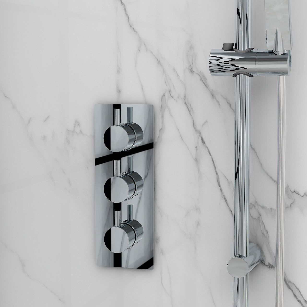 Arco twin outlet three handle thermostatic concealed valve