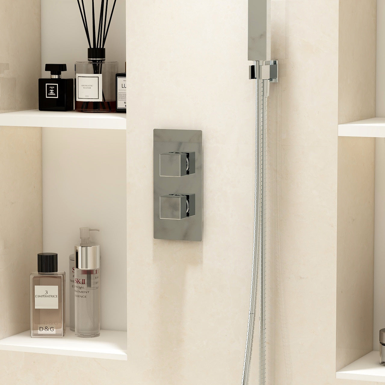 Bloque single outlet two handle thermostatic concealed valve