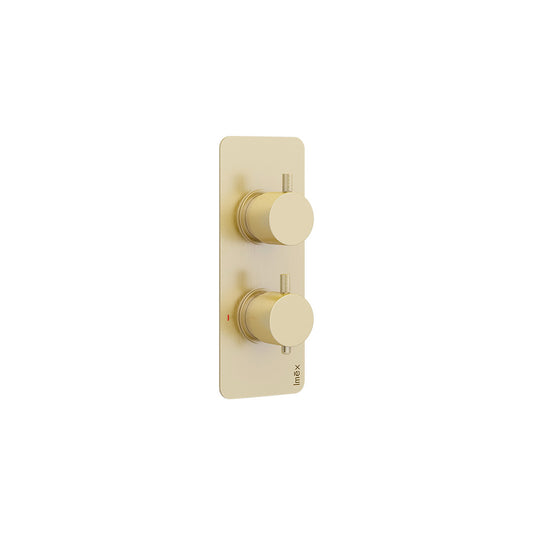 Ravine Brushed Brass Two Handle, Single Outlet, Concealed Thermostatic Shower