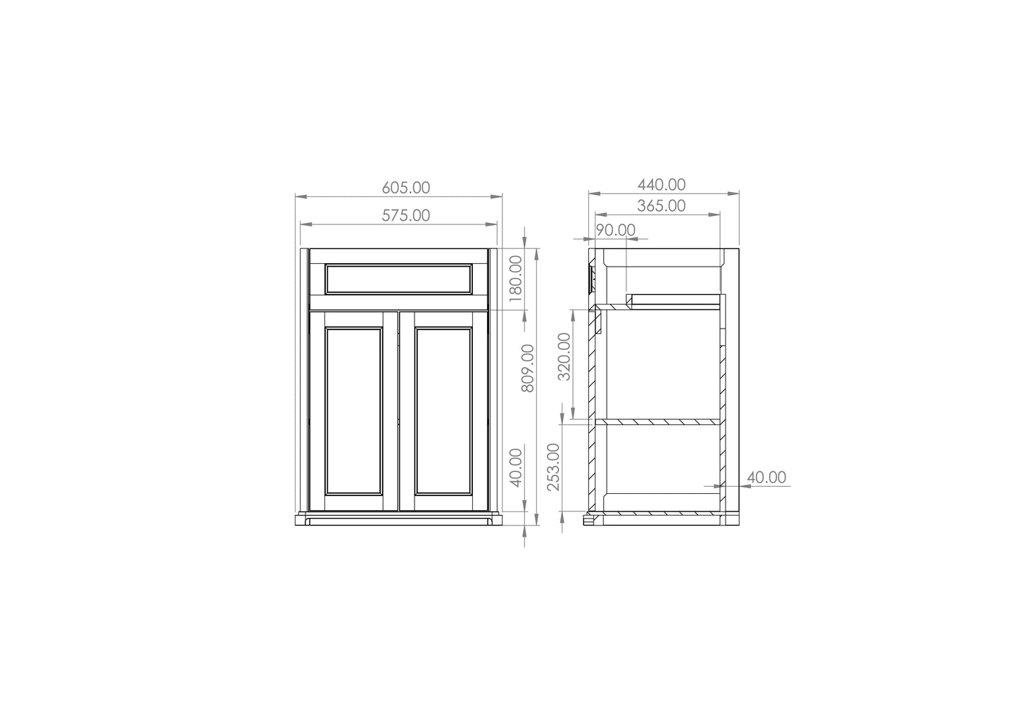 Saneux SOFIA 60cm 2 Door Floor Standing Unit