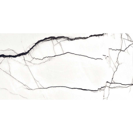 Marquis White Marble Gloss Porcelain Tile 600x1200mm