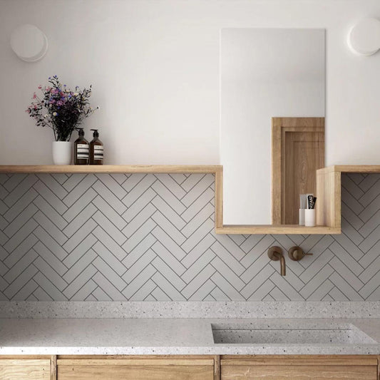 Accordion Grey Matt Ceramic Brick Tile 200x50mm