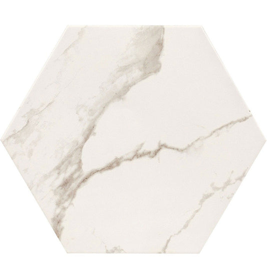 La Bella White Marble Hexagon Matt Porcelain Tile 230x270mm
