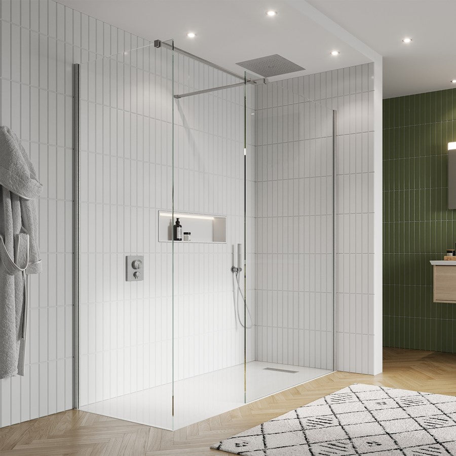 Gallery 10 Corner with T Bracing Bar - Brushed Stainless Steel