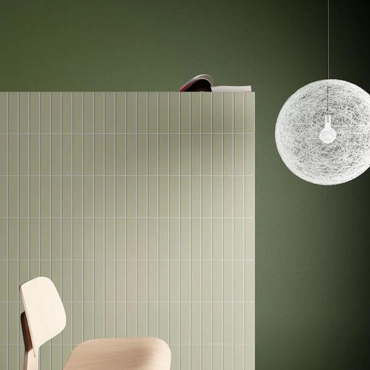 Accordion Tansy Green Matt Ceramic Brick Tile 200x50mm