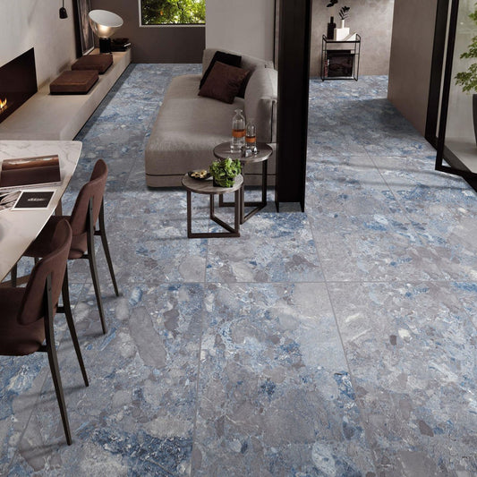 Stevenage Blue Gloss Porcelain Tile 600x1200mm