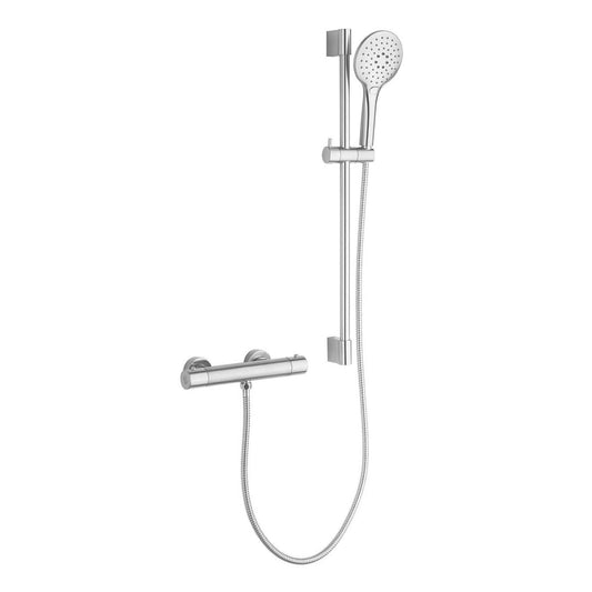 Aden Chrome Round Exposed Thermostatic Bar Valve & Slide Rail Shower Kit