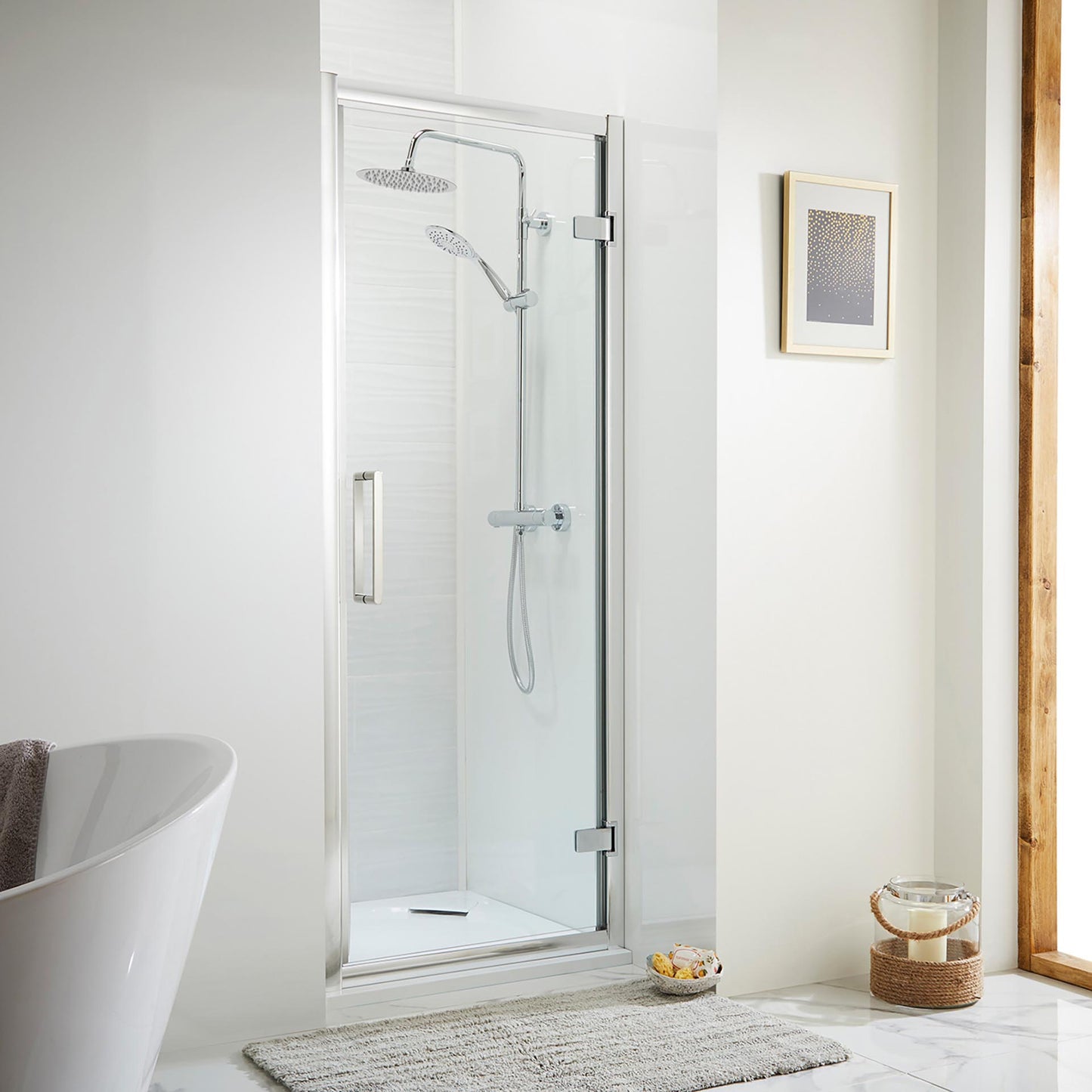 Elegant Haven Cara 900 Chrome Hinged Shower Door